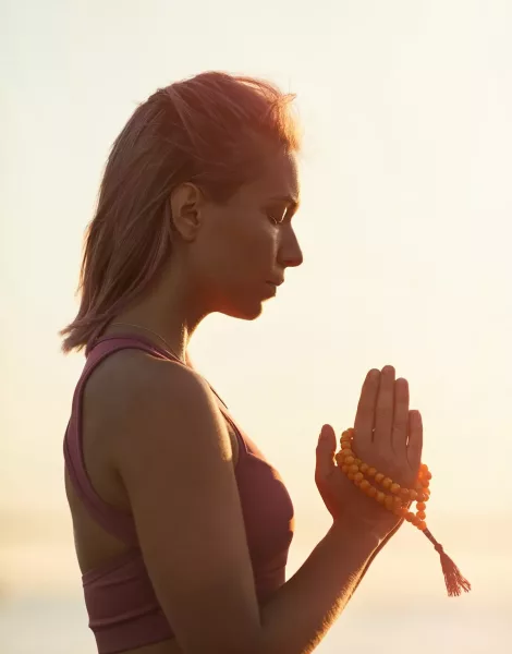 Meditation during sunset